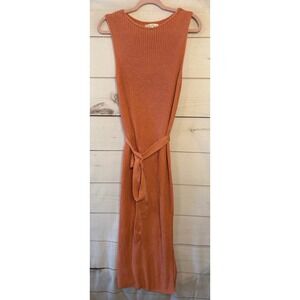 Lalavon Orange Knit Sleeveless Maxi Dress With Belt‎ Size Small